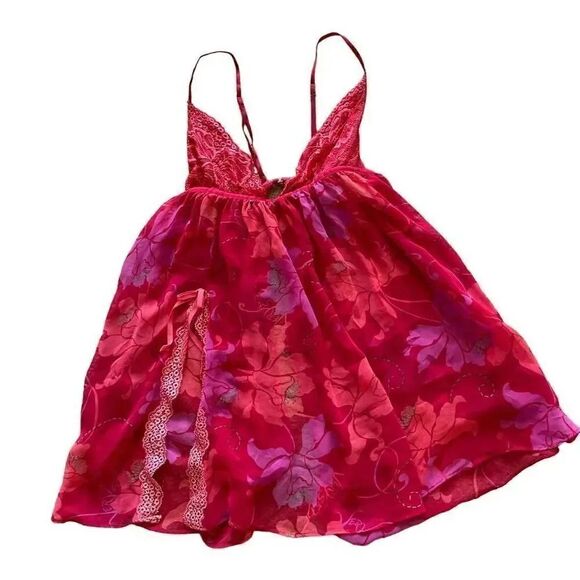 Victoria’s Secret Red Pink Purple Embroidered Babydoll SZ XS # 1610 - Picture 2 of 16
